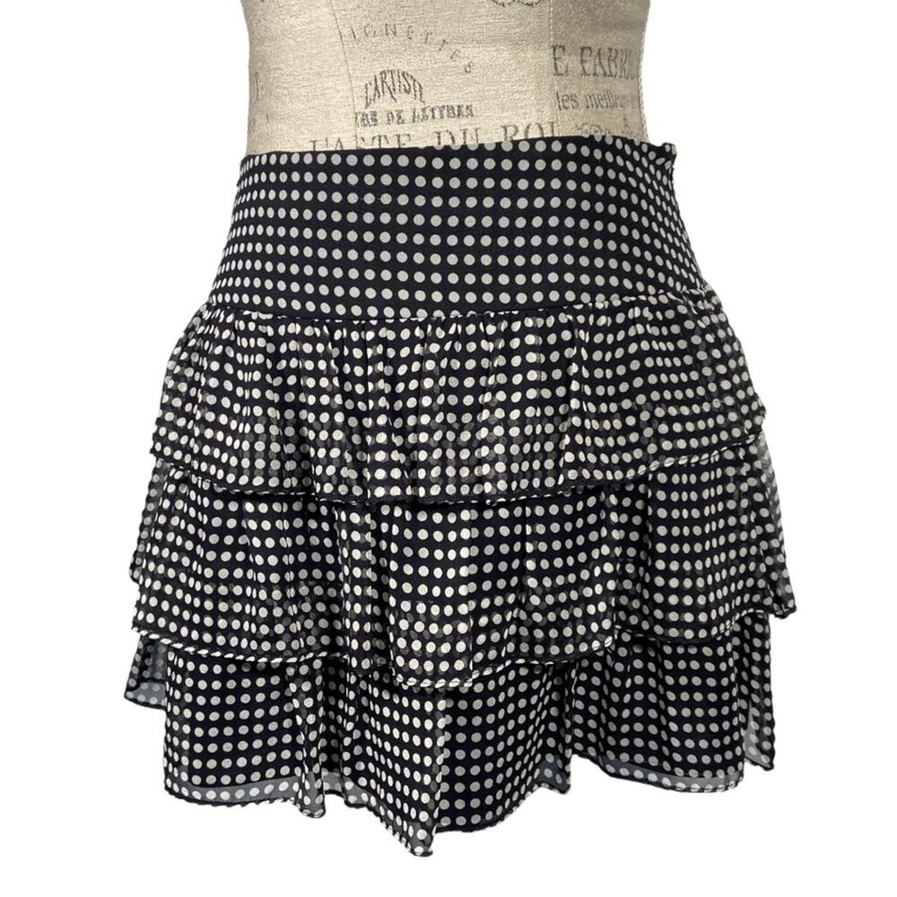 Corey Lynn Calter Polka Dot Tiered Ruffle Mini Skirt Brown White Women’s Size 2
